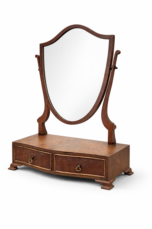 Vintage Georgian-style Wooden Vanity Mirror With Drawers