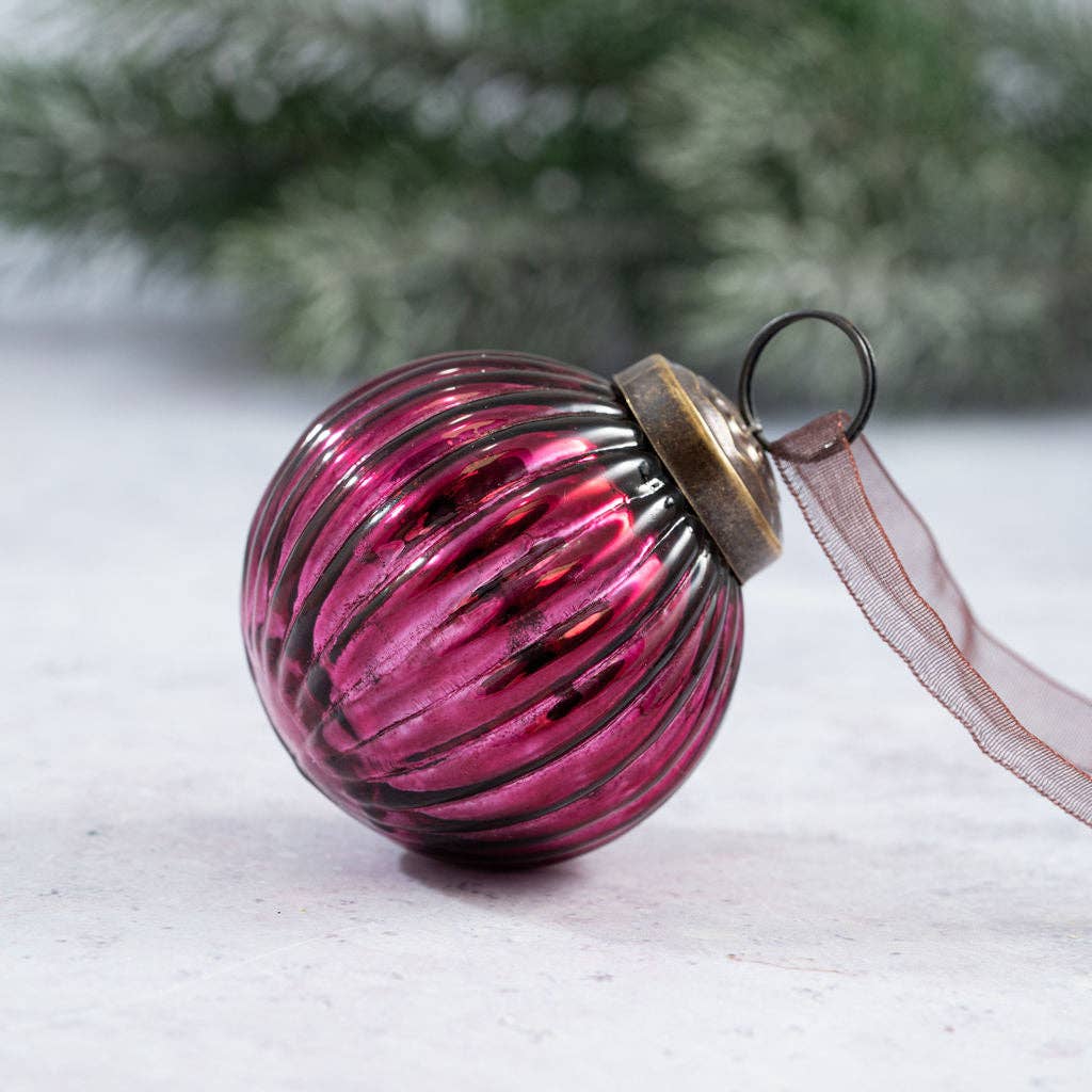 Arthur Cameron 2" Mulberry Ribbed Glass Ball