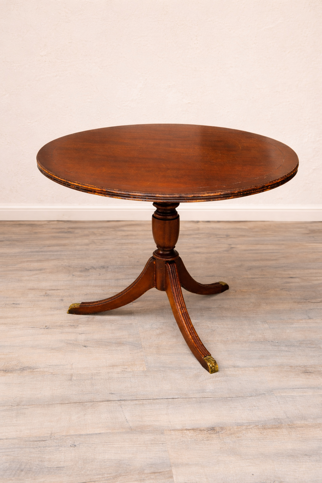 Round Wooden Pedestal Side Table with Tripod Base