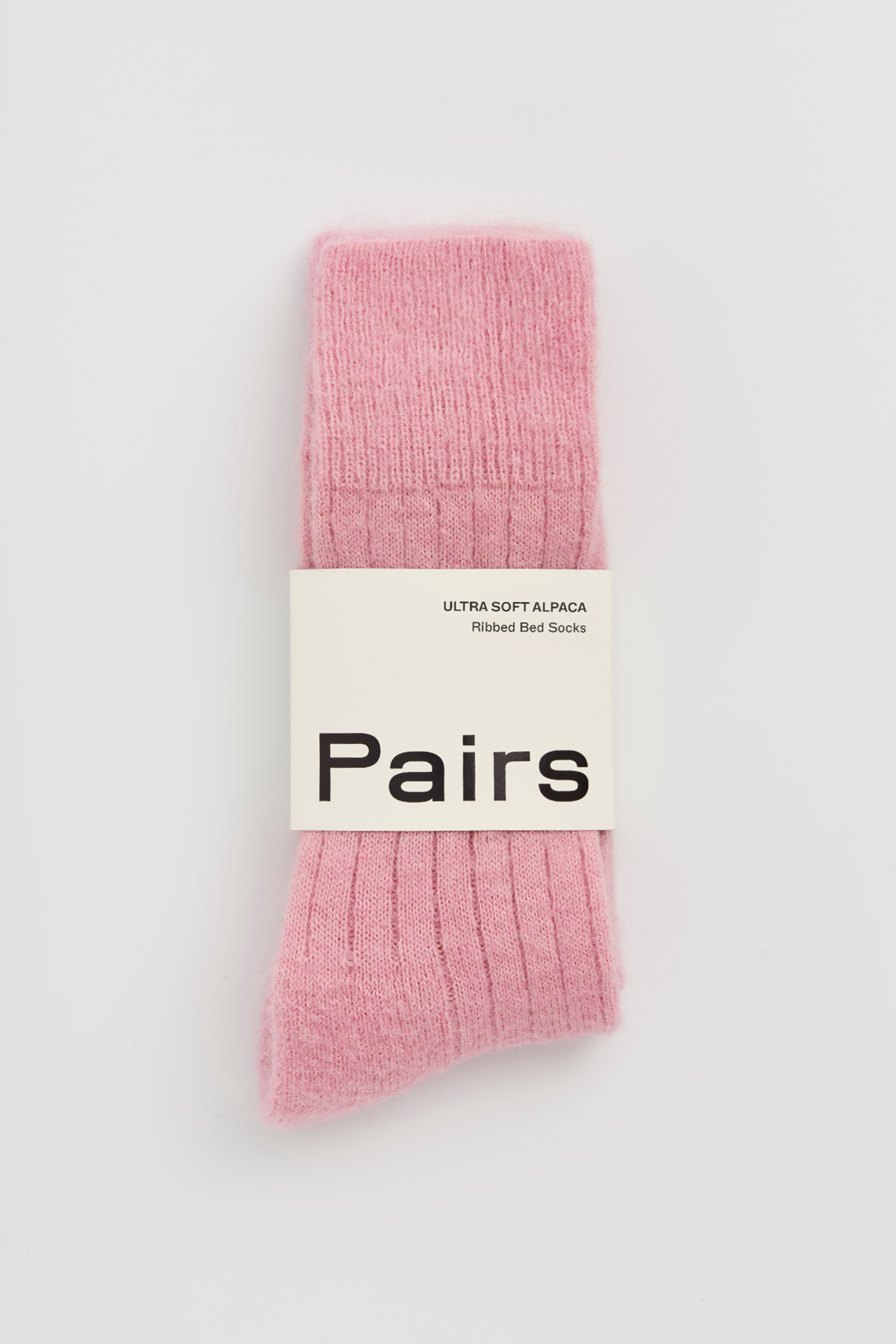Sherbet Pink Ultra Soft Alpaca Ribbed Bed Socks