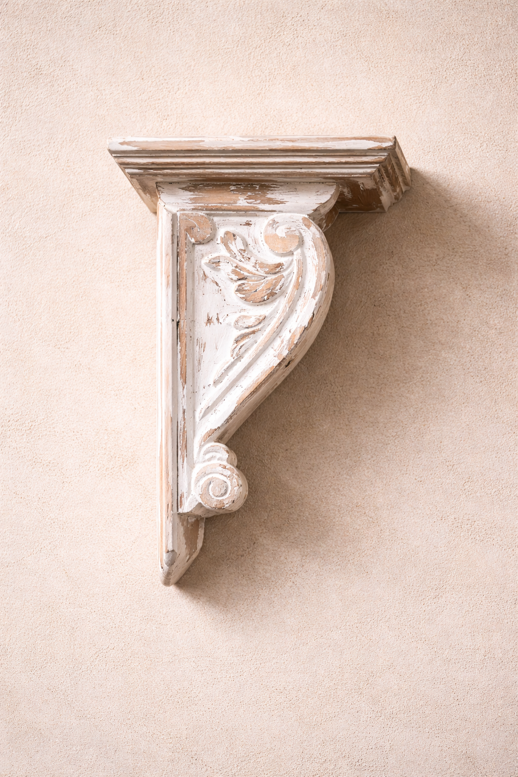Whitewashed Carved Wall Corbel