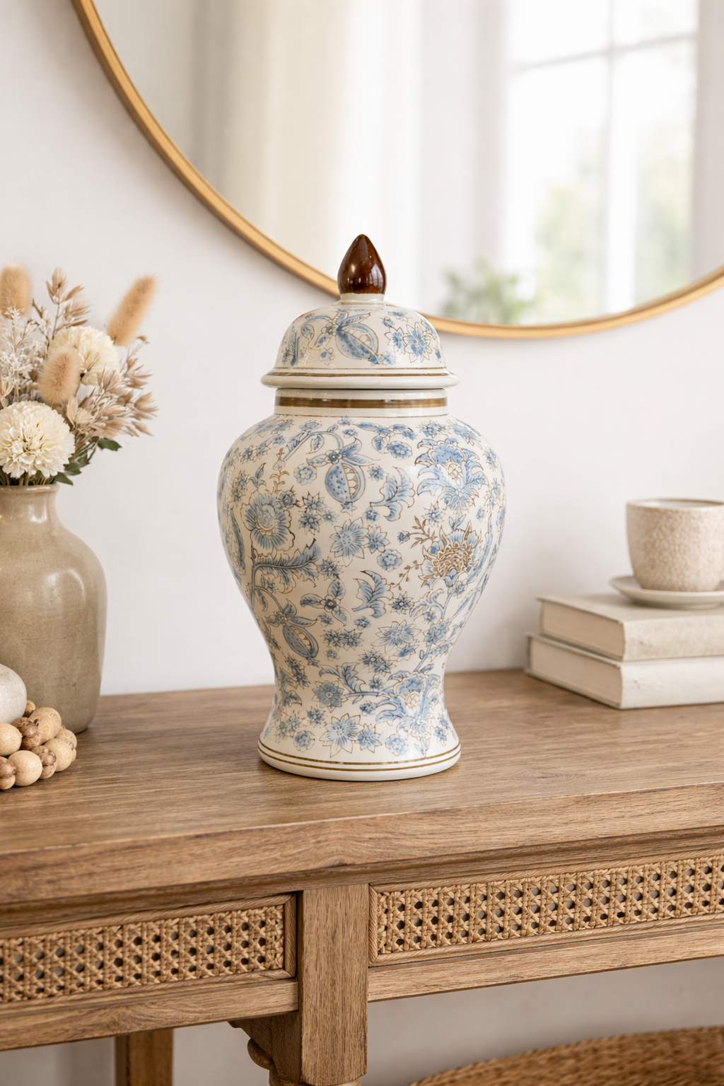 Blue Floral Ginger Jar