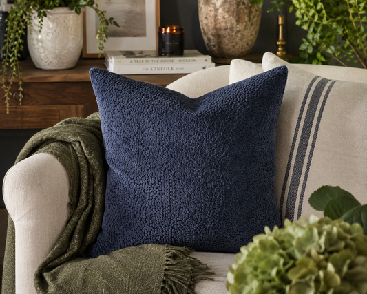 Bingham Cut Velvet Cushion – Navy
