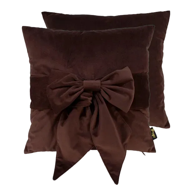 Malini Paul Moneypenny Tiedup Bow Cushion In Chocolate