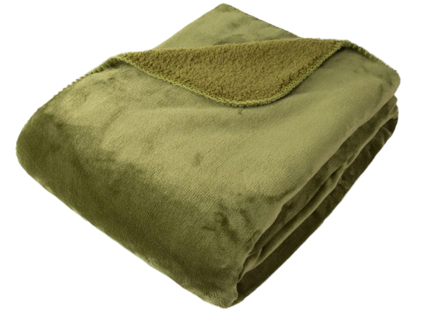 Folded green blanket