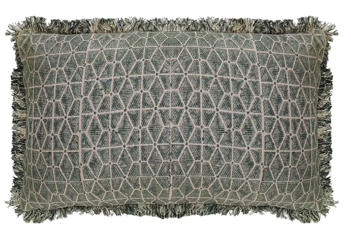 Geo Block Print Green Cushion
