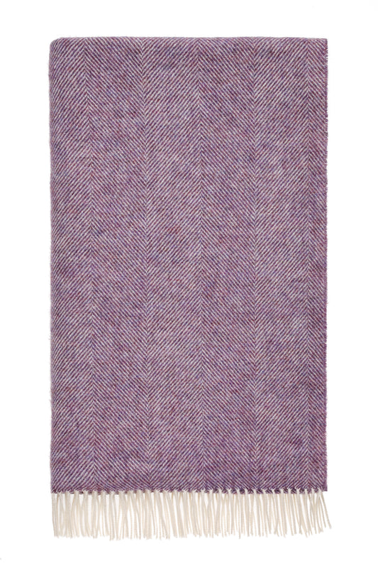 Herringbone Pure Wool Throw - Lavender