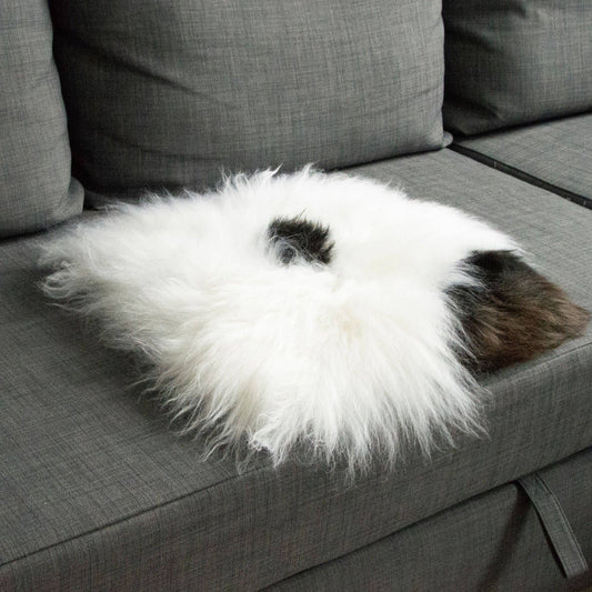 100% Real Sheepskin Seat Pad Cream Dark Brown