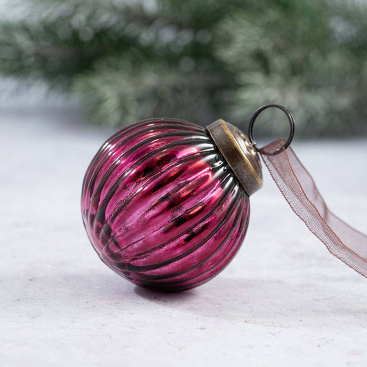 Arthur Cameron 2" Mulberry Ribbed Glass Ball