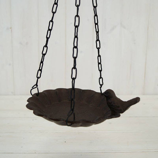 Cast Iron Hanging Round Plate Bird Feeder With Chain