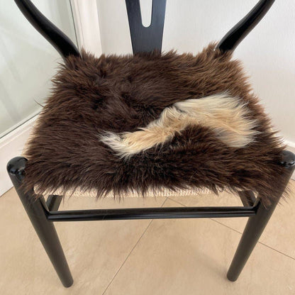 British Sheepskin Square Natural Brown with Cream Feature - Seat Cover 37cm