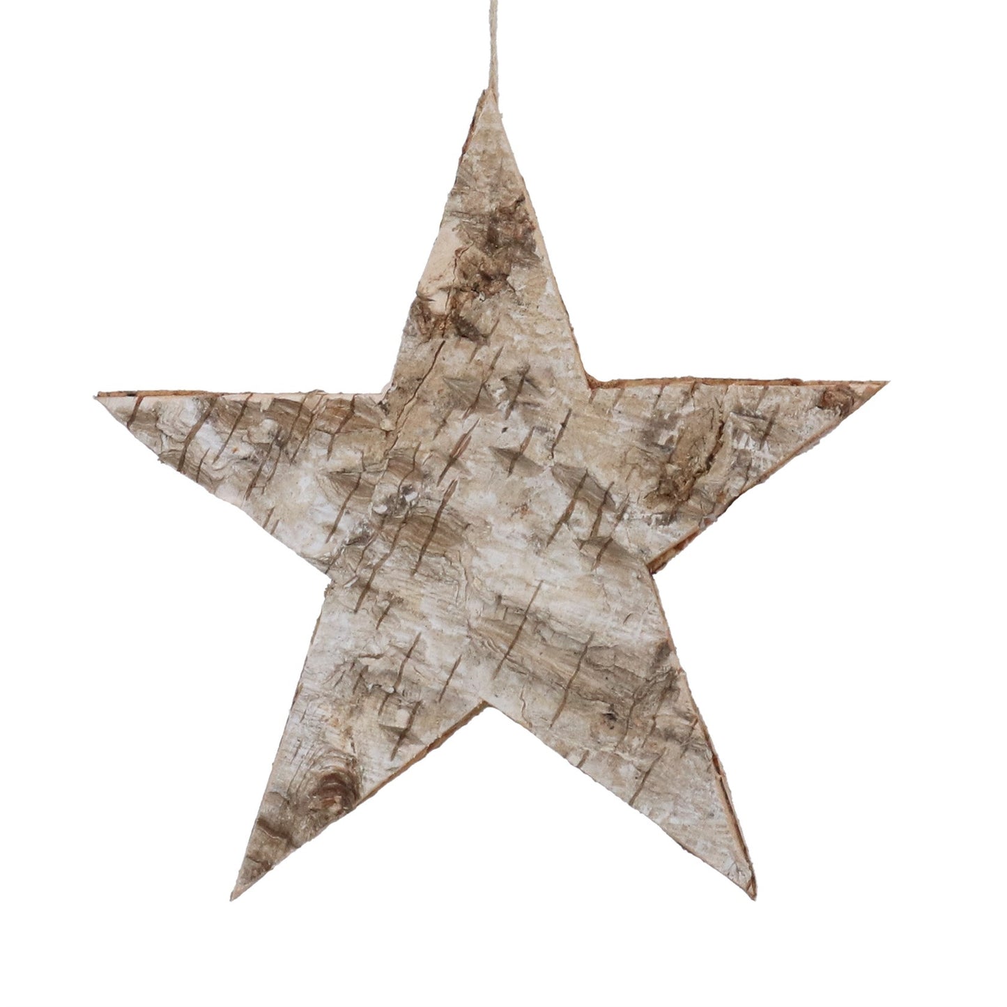 Wood Hanging Dec 15cm - Silver Birch 5-Point Star