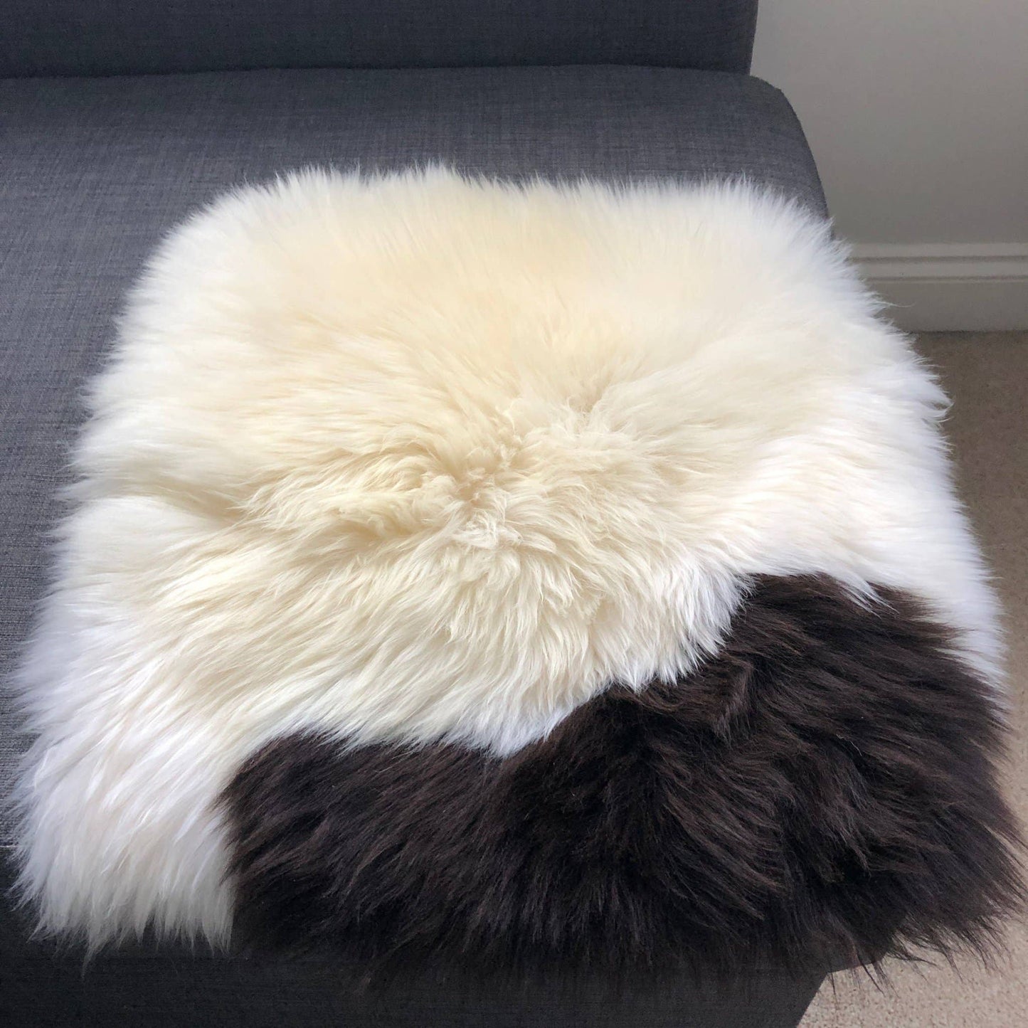 100% Real Sheepskin Seat Pad Cream Dark Brown