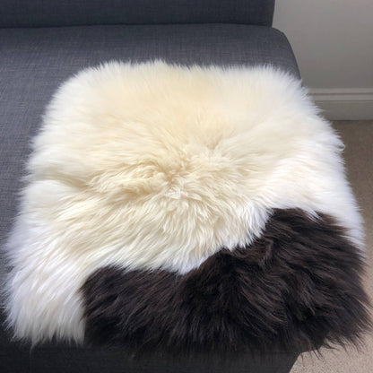 100% Real Sheepskin Seat Pad Cream Dark Brown