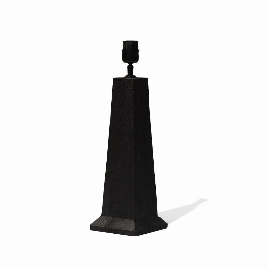 Saltford Large Black-stained Sandblasted Table Lamp, with Beige Linen Shade