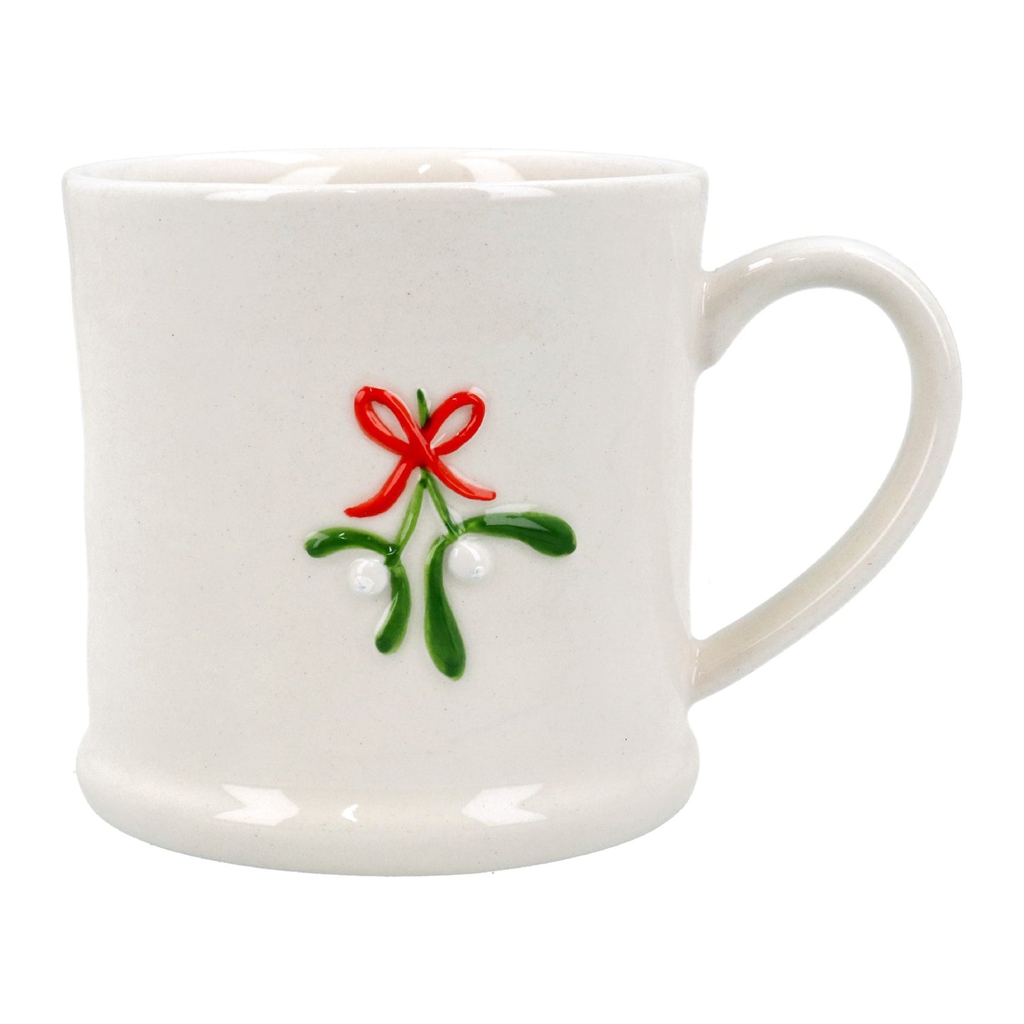 Stoneware Mini Mug 7cm - Mistletoe w Bow