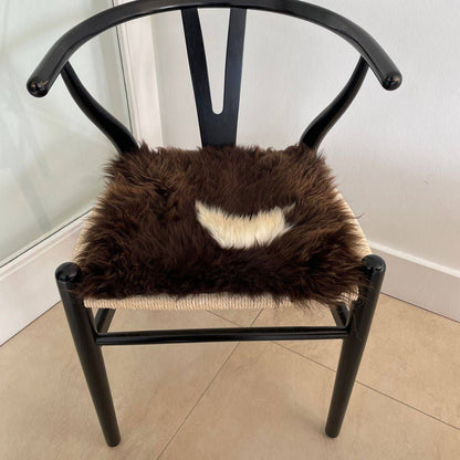 British Sheepskin Square Natural Brown with Cream Feature - Seat Cover 37cm