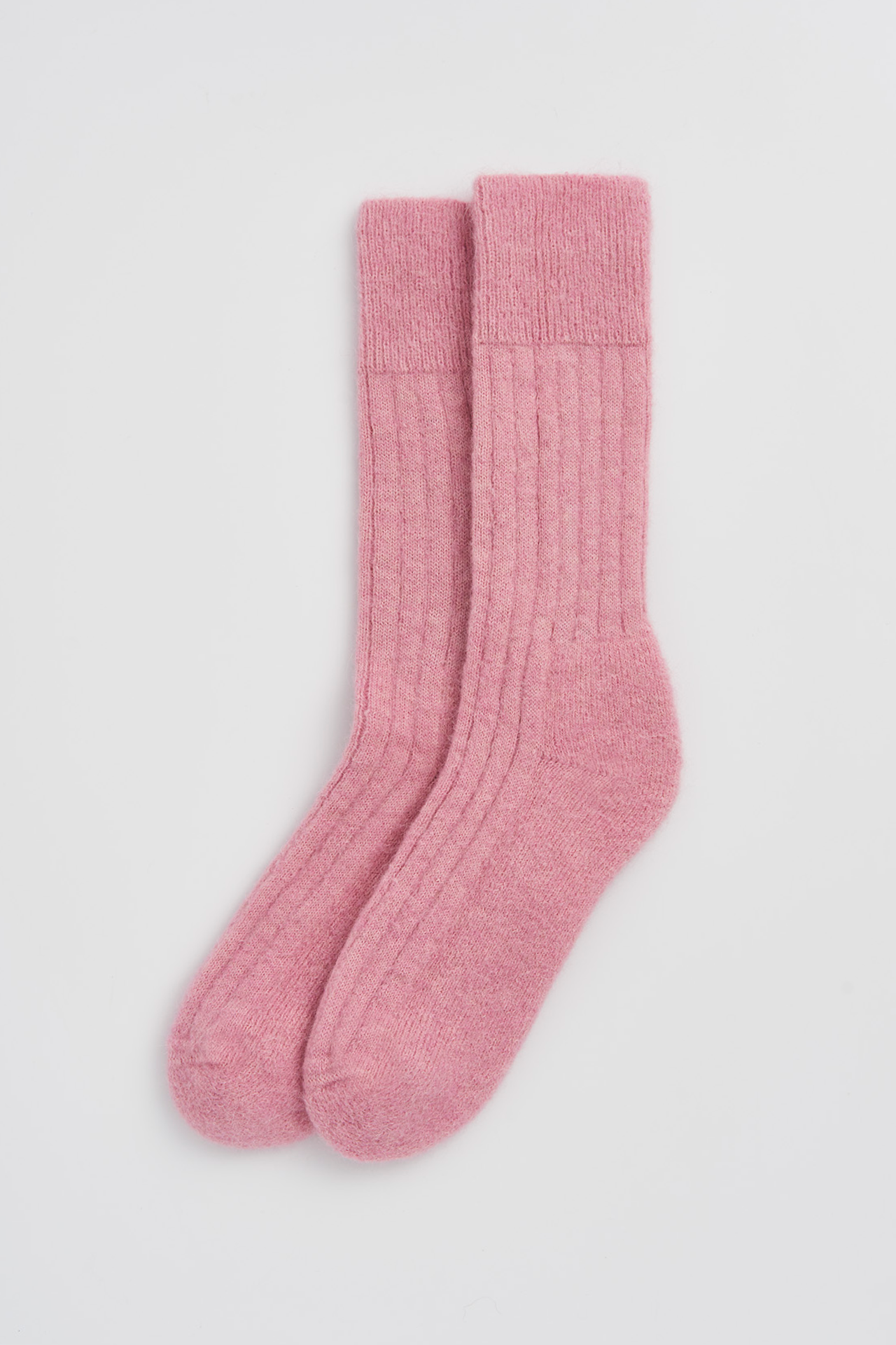 Sherbet Pink Ultra Soft Alpaca Ribbed Bed Socks