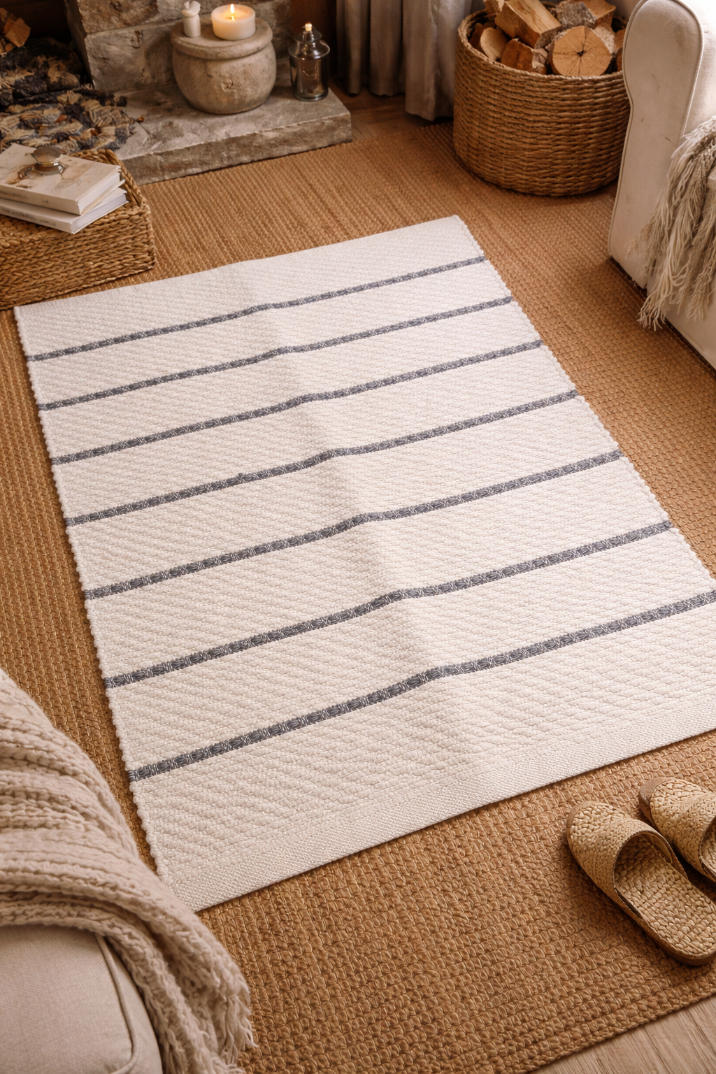 Linen Stripe Woven Rug