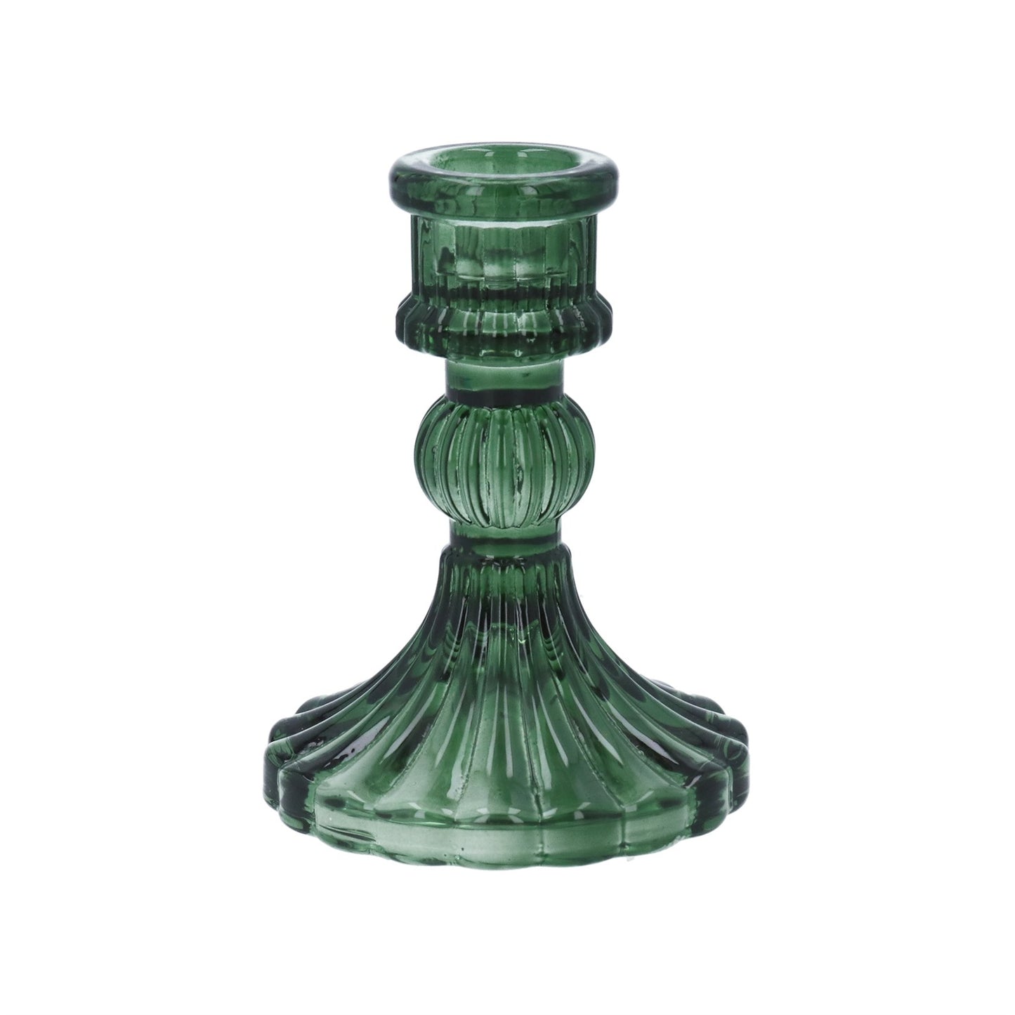 Glass Candlestick 10cm - Classic Emerald Green