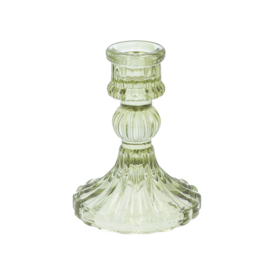 Olive Green Glass Classic Candlestick