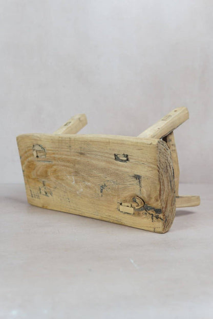 Vintage Rustic Elm Wood Stool - Square - 30