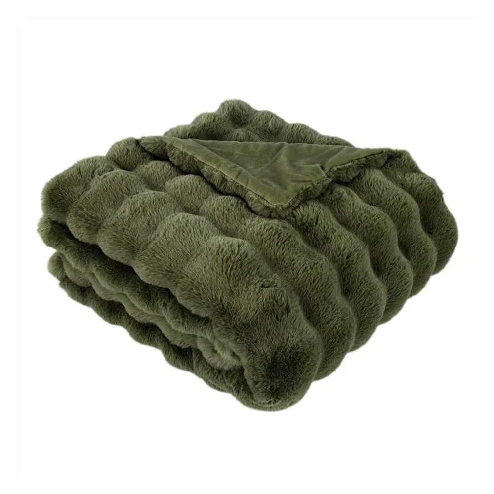 Raffles Faux Throw - Olive