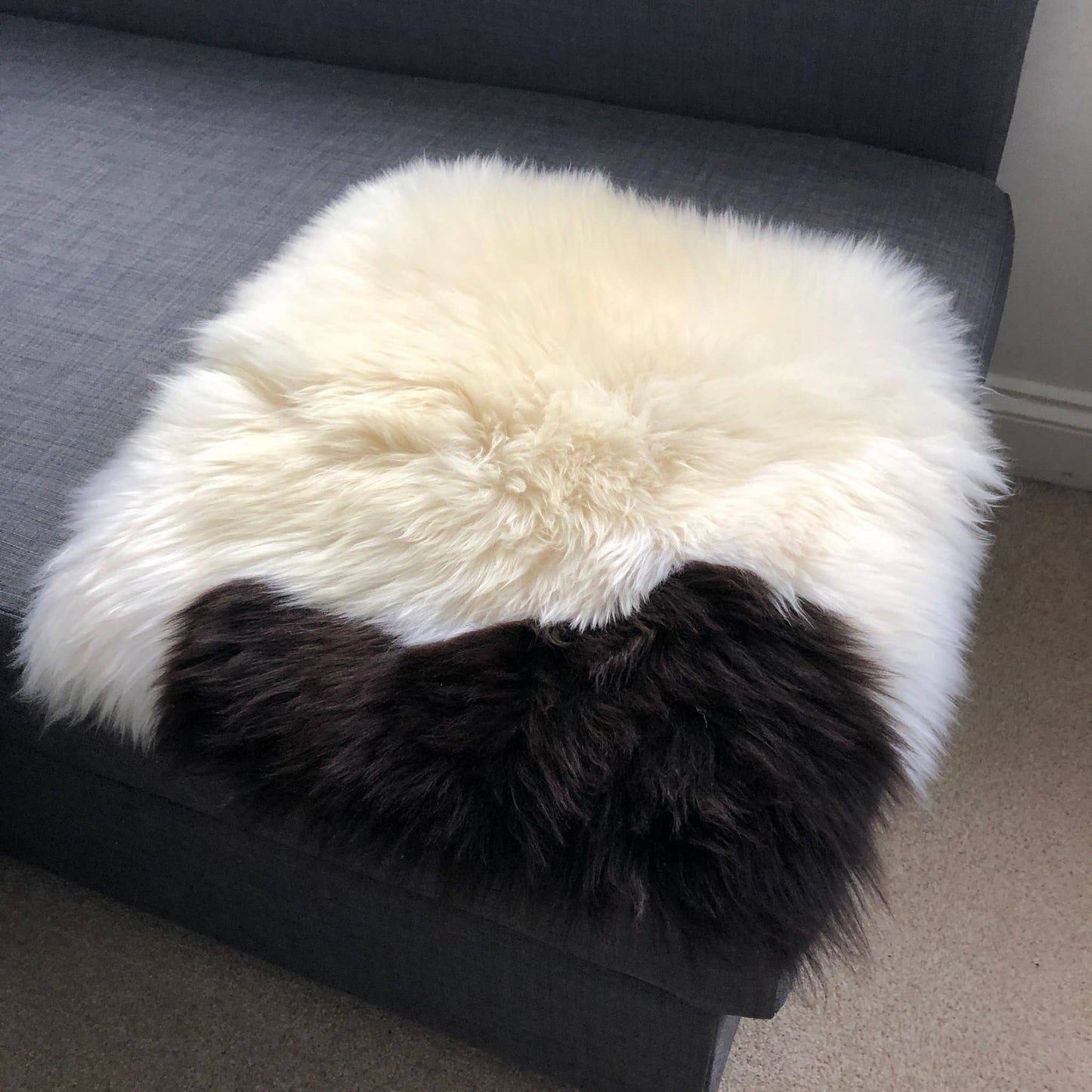 100% Real Sheepskin Seat Pad Cream Dark Brown