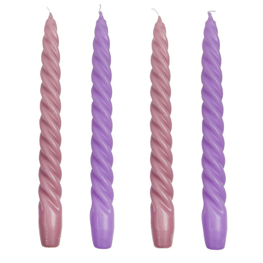 Pink and Purple Spiral Dinner Candles | 4 Pack |