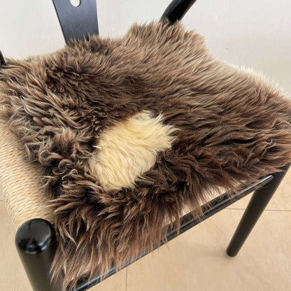 British Sheepskin Square Natural Brown with Cream Feature - Seat Cover 37cm