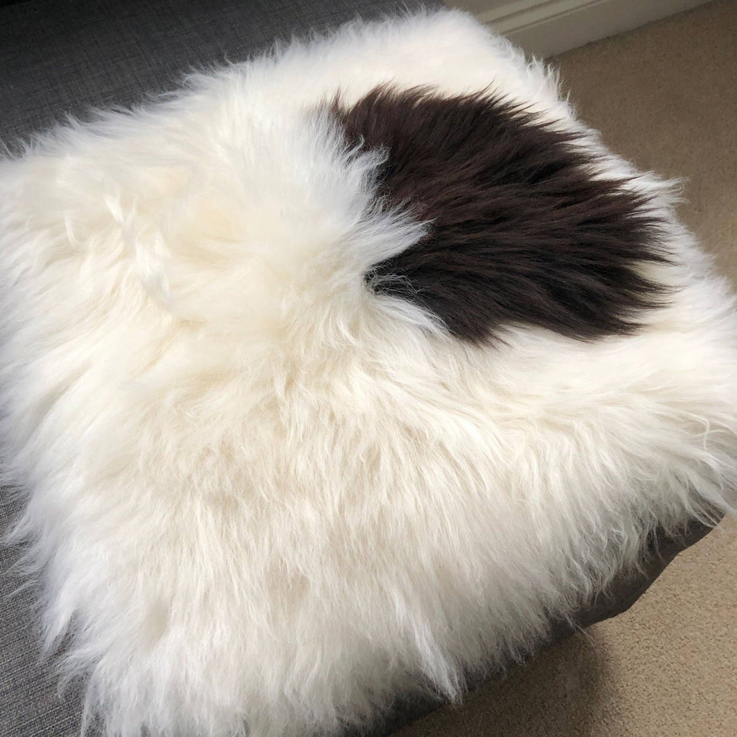 100% Real Sheepskin Seat Pad Cream Dark Brown