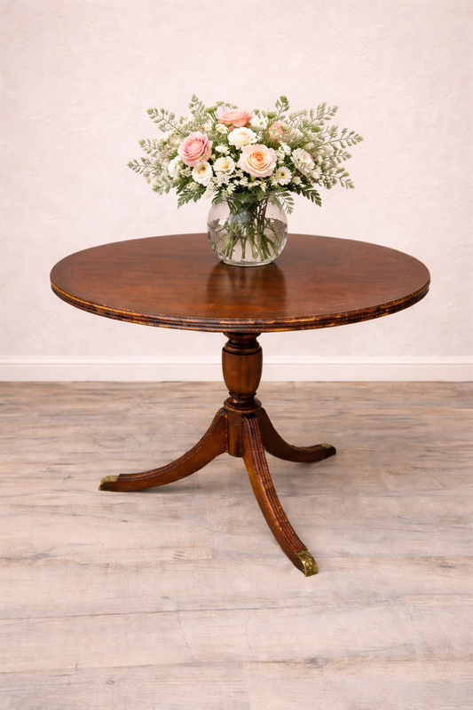Round Wooden Pedestal Side Table with Tripod Base