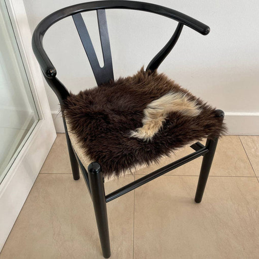 British Sheepskin Square Natural Brown with Cream Feature - Seat Cover 37cm