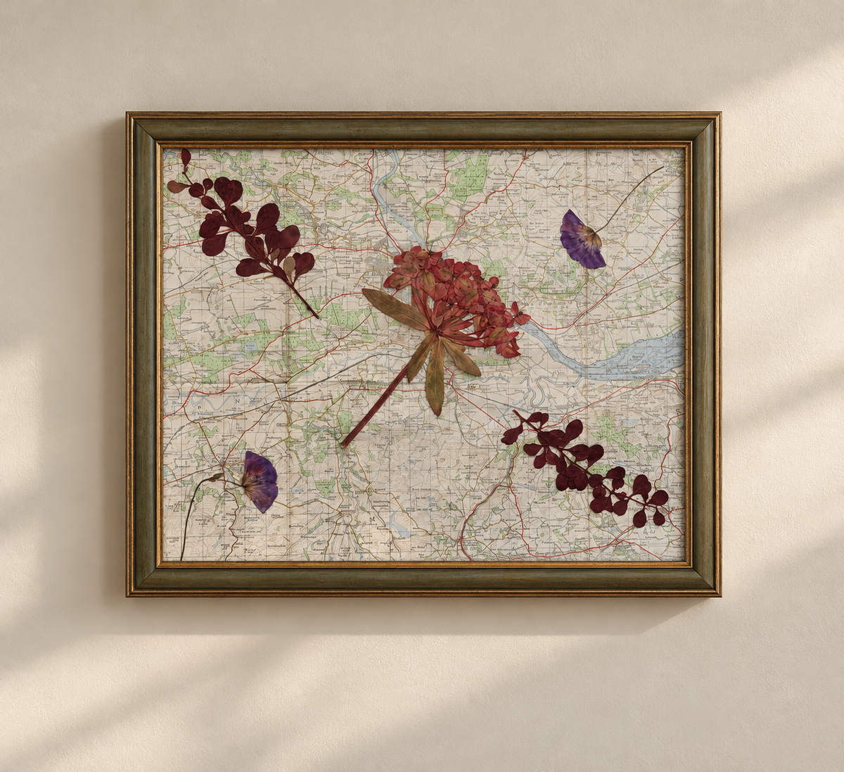 Framed Vintage Map of Perth – Botanical Artwork