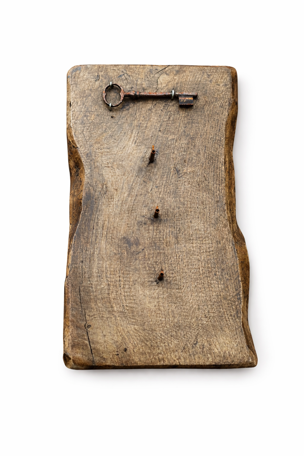 Rustic Wooden Key Holder with Antique Iron Key