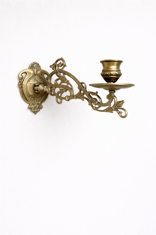 Ornate Brass Wall Candle Sconces – Pair