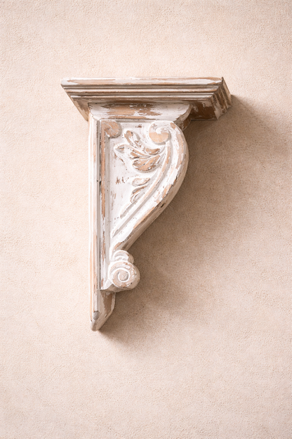 Whitewashed Carved Wall Corbel