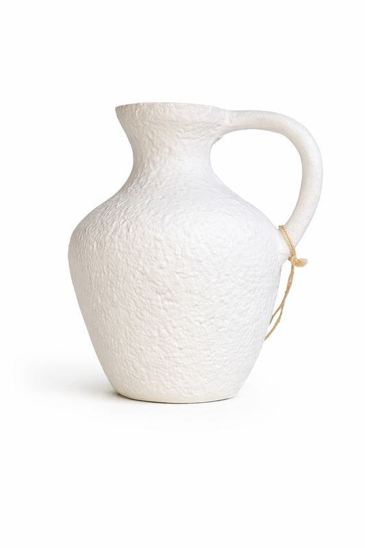 Textured White Ceramic Jug Vase