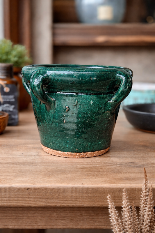 Emerald Glazed Rustic Pot