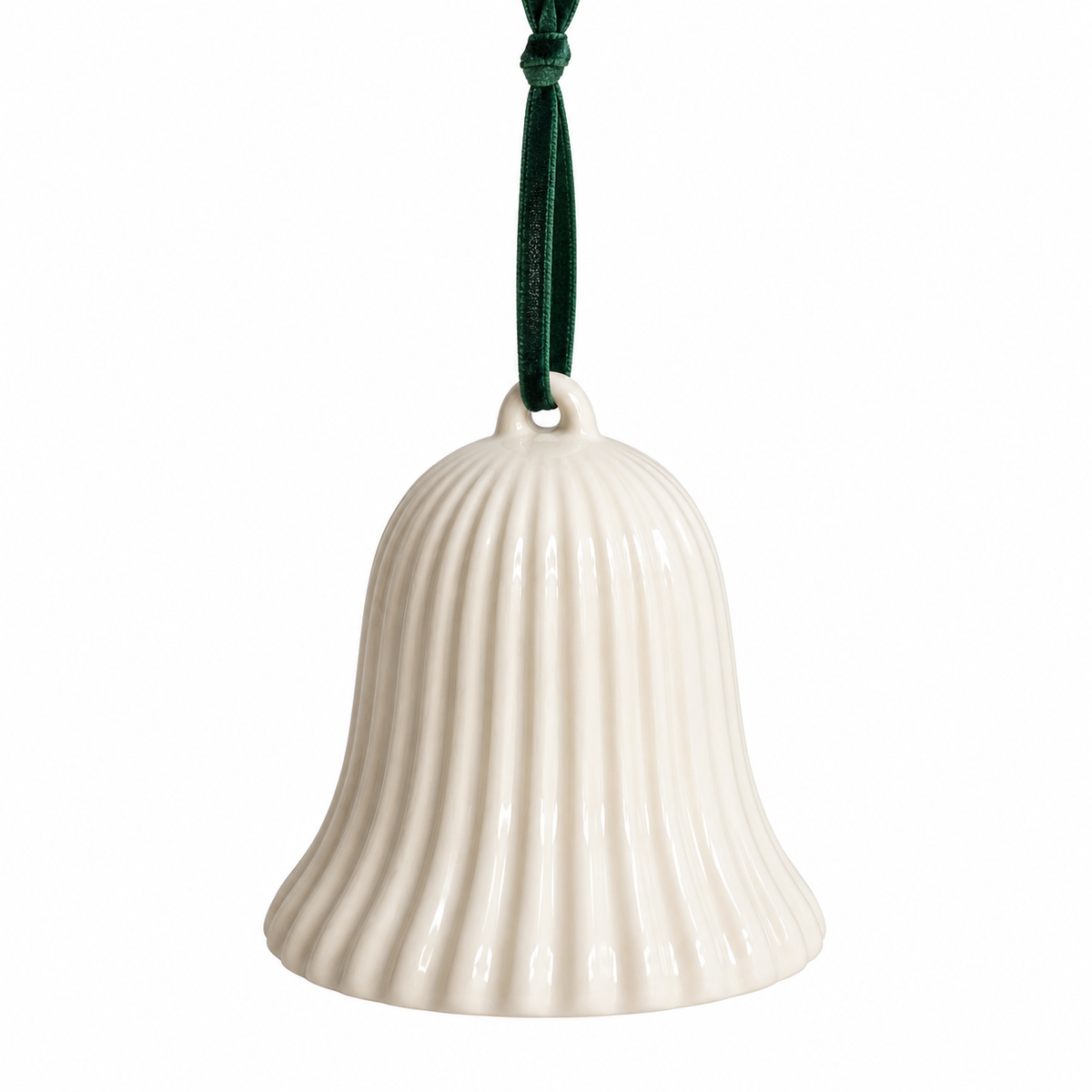 Ribbed Ceramic Christmas Bell Decoration