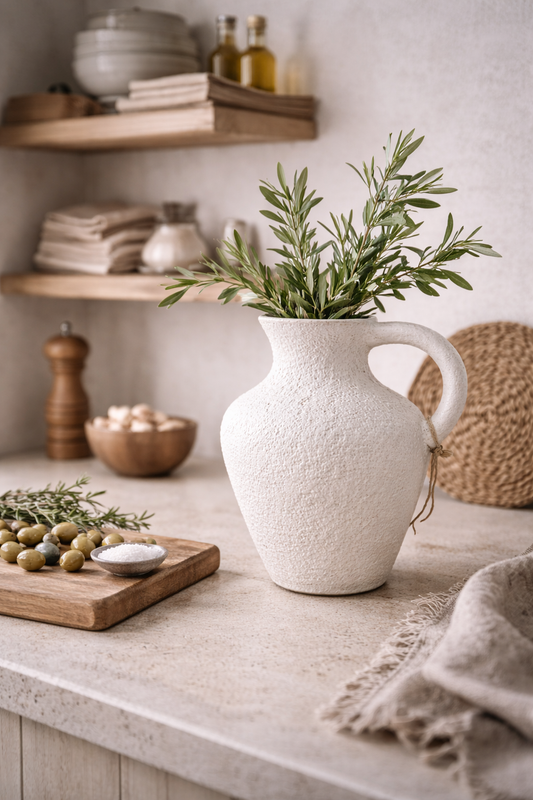 Textured White Ceramic Jug Vase