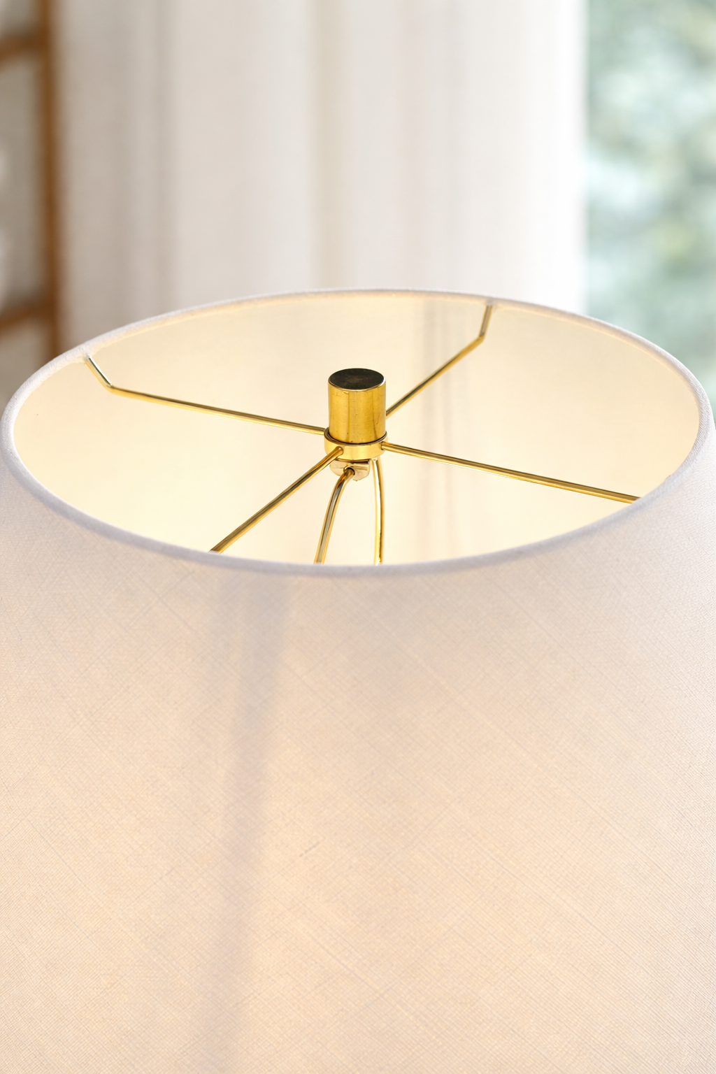 Woven Rattan Table Lamp with Linen Shade
