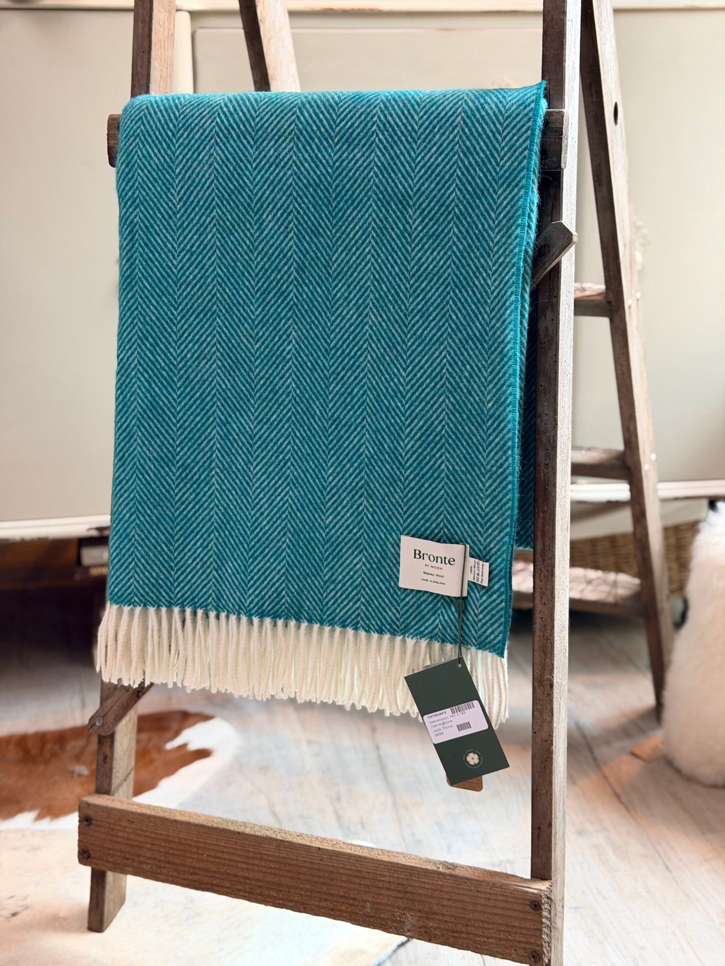 Herringbone Jade Merino Throw - Bronte by Moon