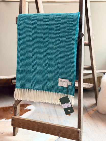Herringbone Jade Merino Throw - Bronte by Moon