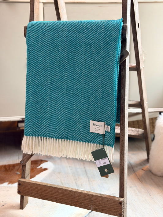 Herringbone Jade Merino Throw - Bronte by Moon