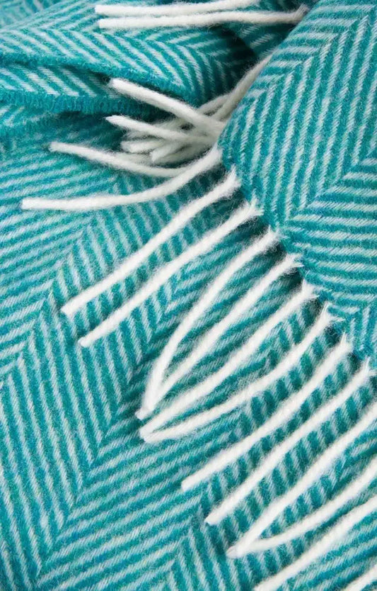 Herringbone Jade Merino Throw - Bronte by Moon