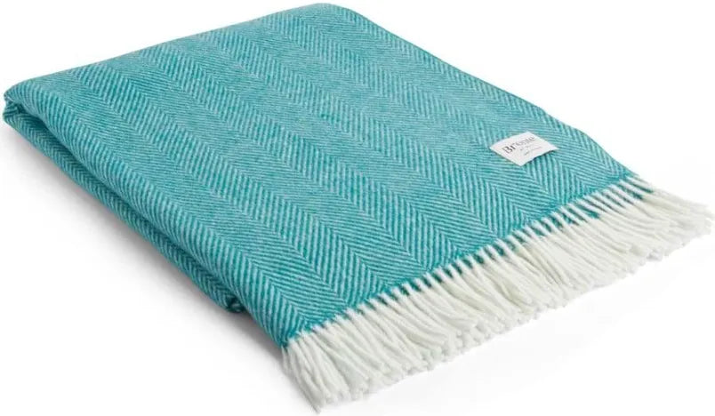 Herringbone Jade Merino Throw - Bronte by Moon