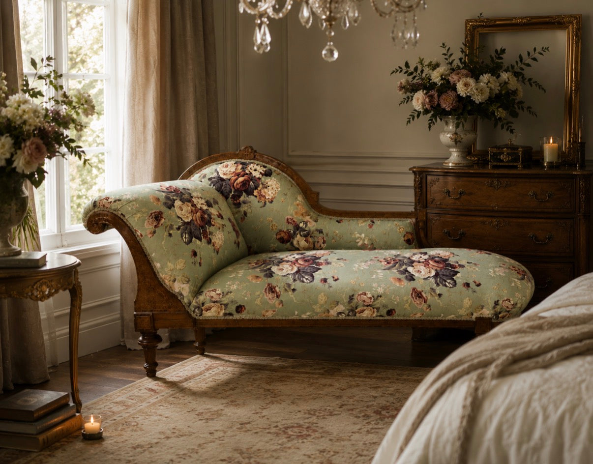 Antique Floral Chaise Longue