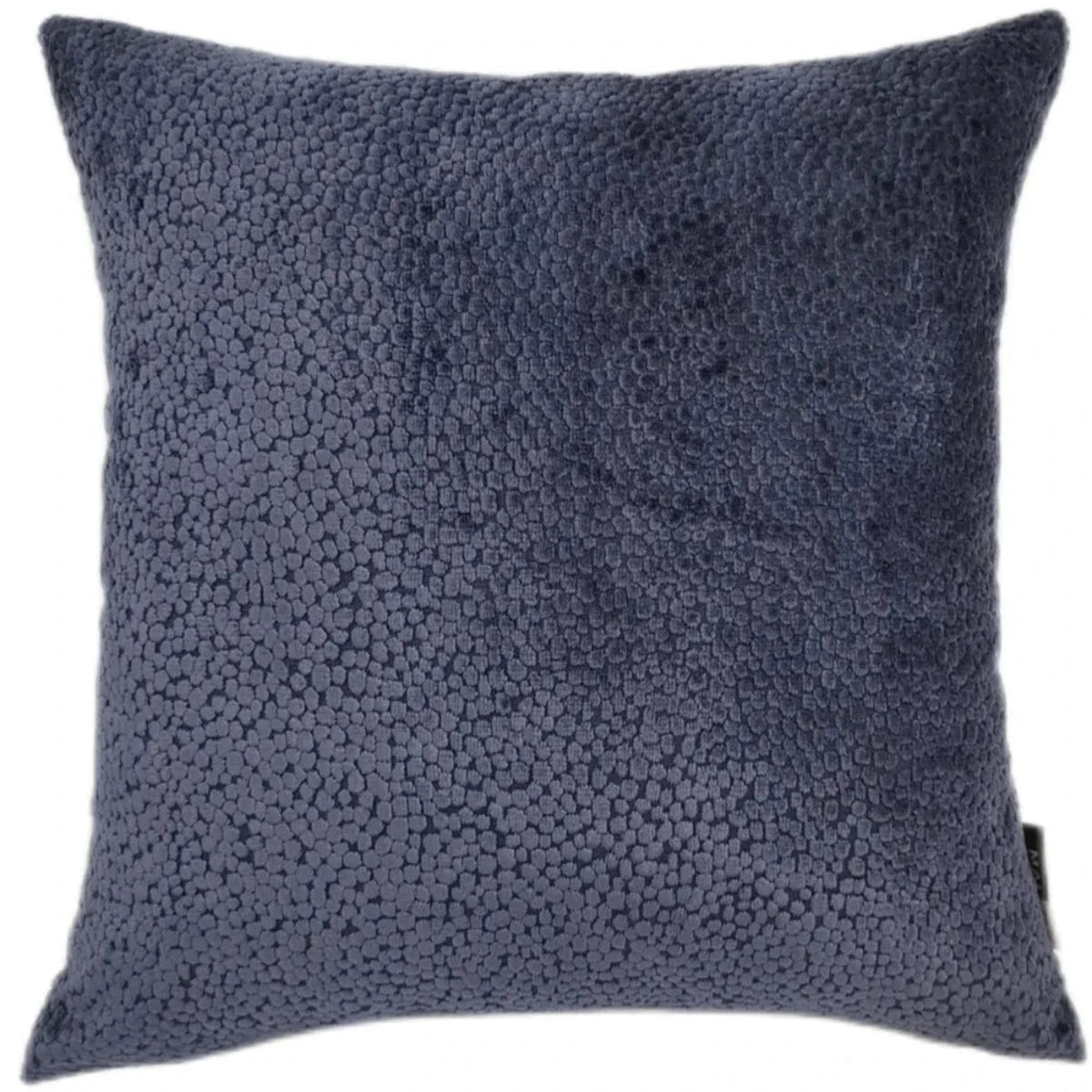 Textured blue pillow on a white background