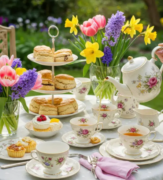 Mother’s Day flower arranging workshop creating a hand-tied bouquet with fresh seasonal flowers at The Hideaway Comrie